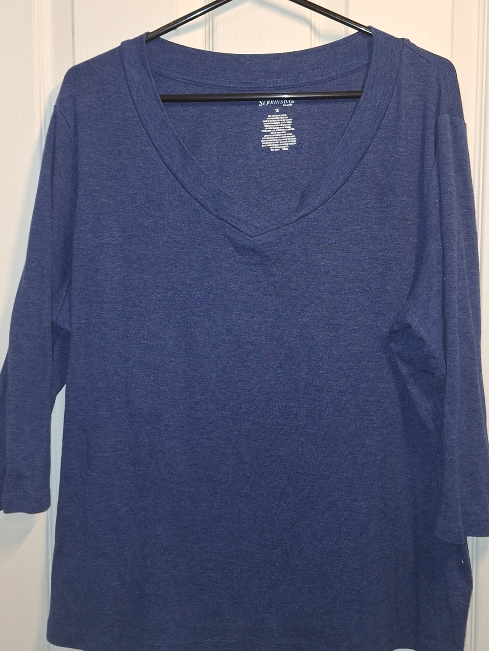 St. John's Bay Women's Long Sleeve V-Neck Top - Navy 1X